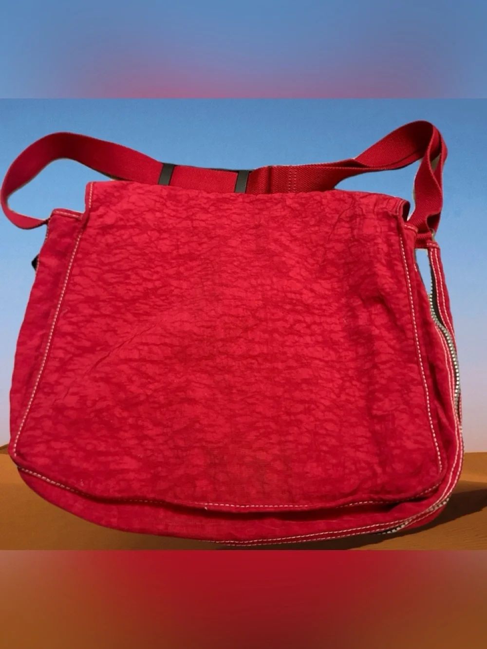 Kipling  Unisex Vibrant Red Flap Crossbody Bag
